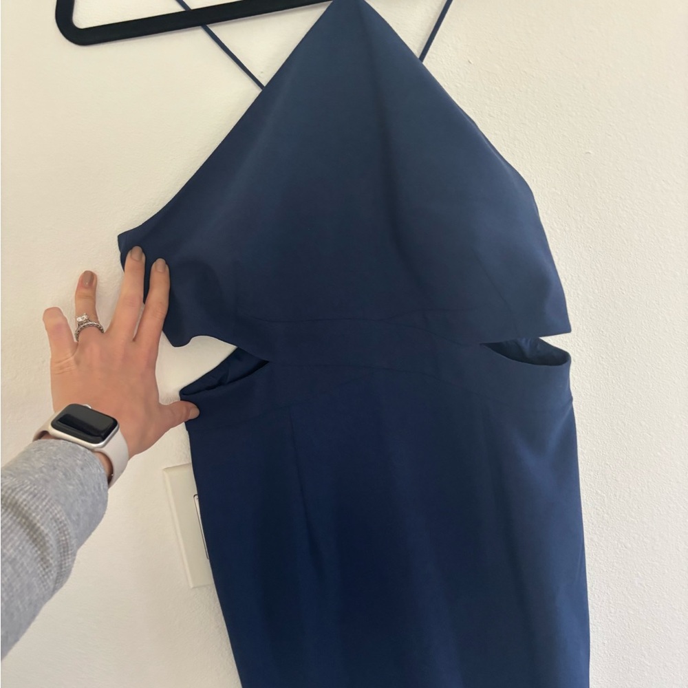 Elegant Navy Blue Halter Dress